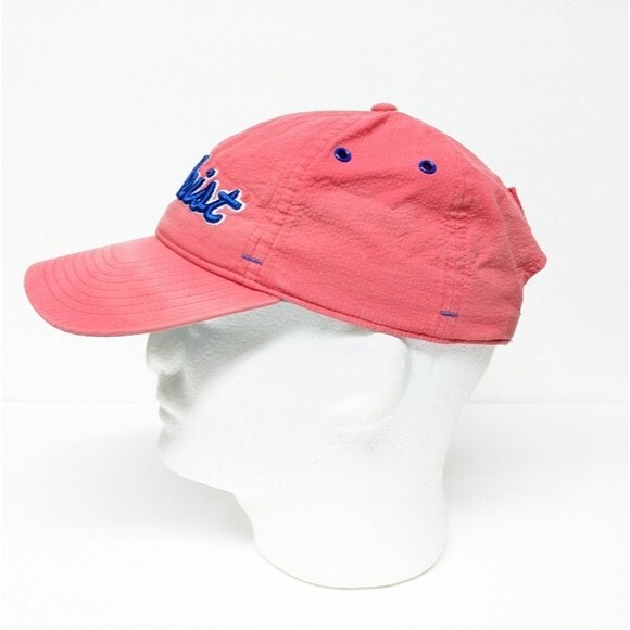 Titleist Baseball Cap Golf Hat Embroidered Adjustable Leather Metal Coral - Picture 2 of 10